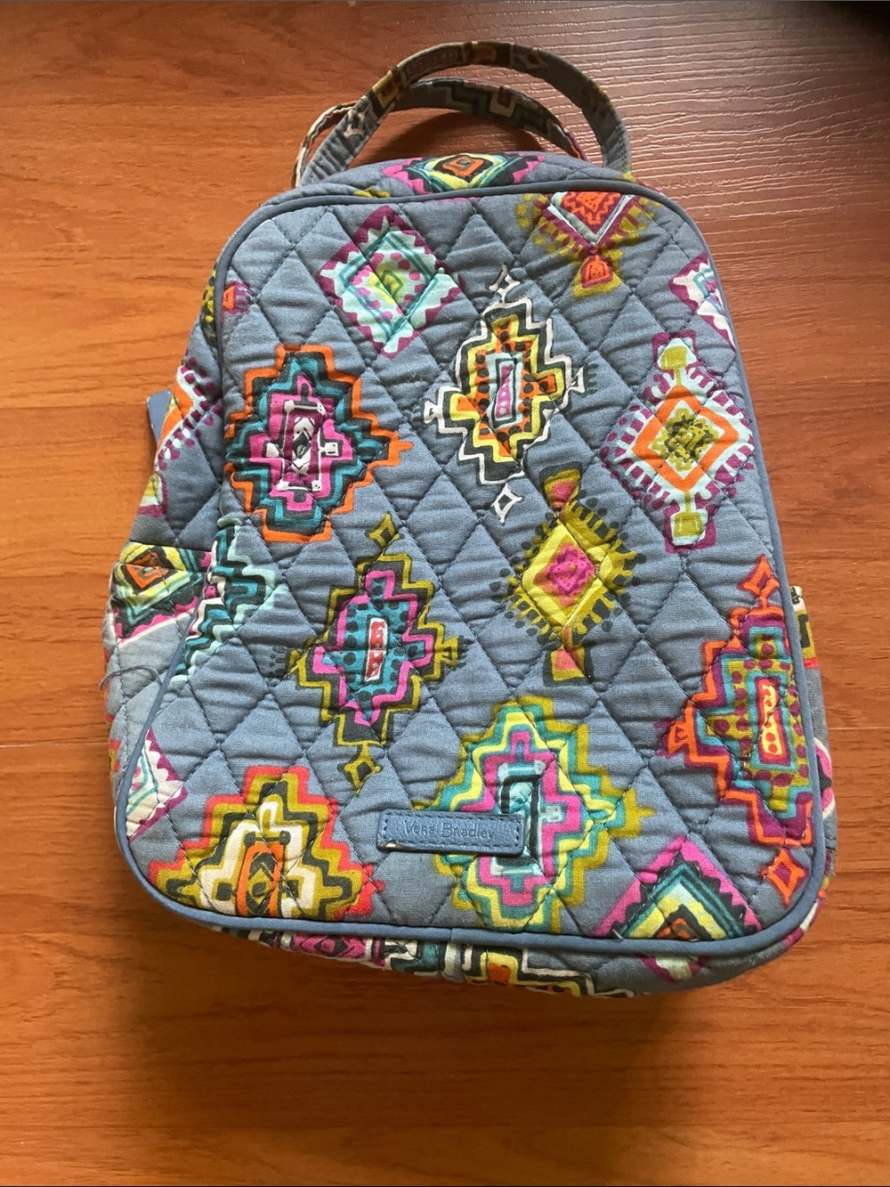 Vera Bradley Quilted Blue Lunch Bag  with Multicolor Geometric Print